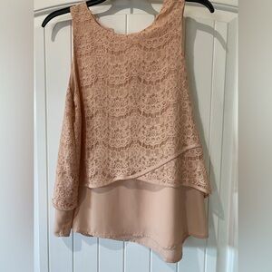 Monteau Lace Layered Top in Soft Pink
